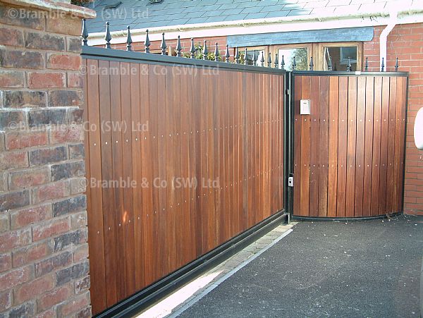 Sliding Wooden Cantilever Gate,with railing.Somerset